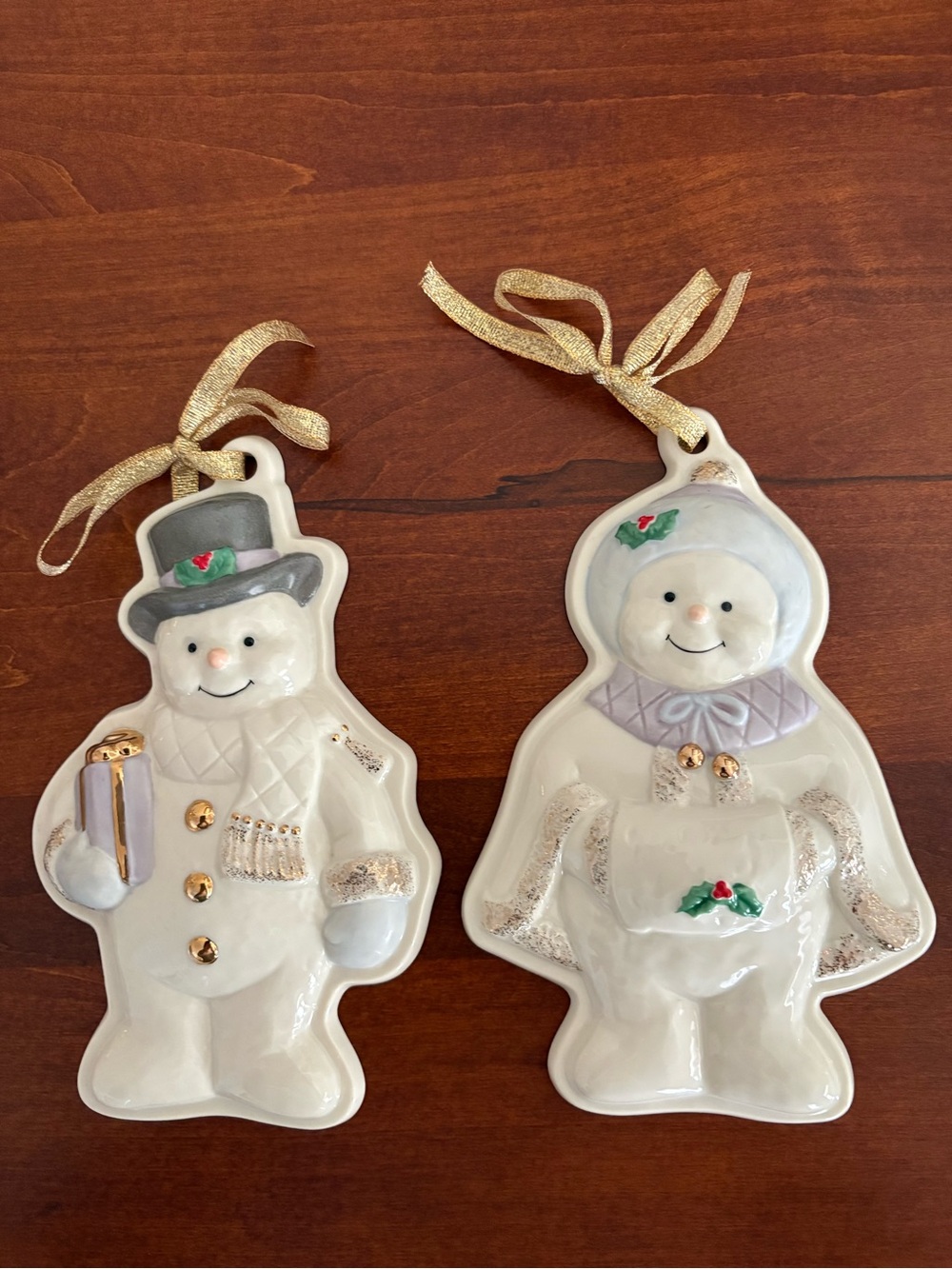 Lenox Snowman/Woman Cookie Mold Ornaments
